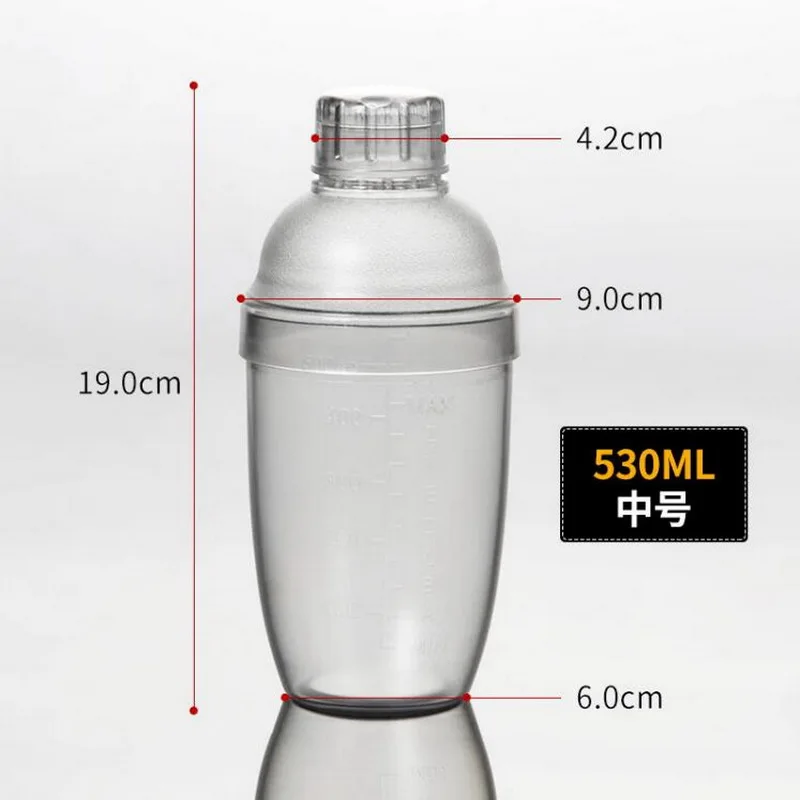 PC transparent anti-hot cocktail shaker bottles graduated ware plastic cocktail shaker