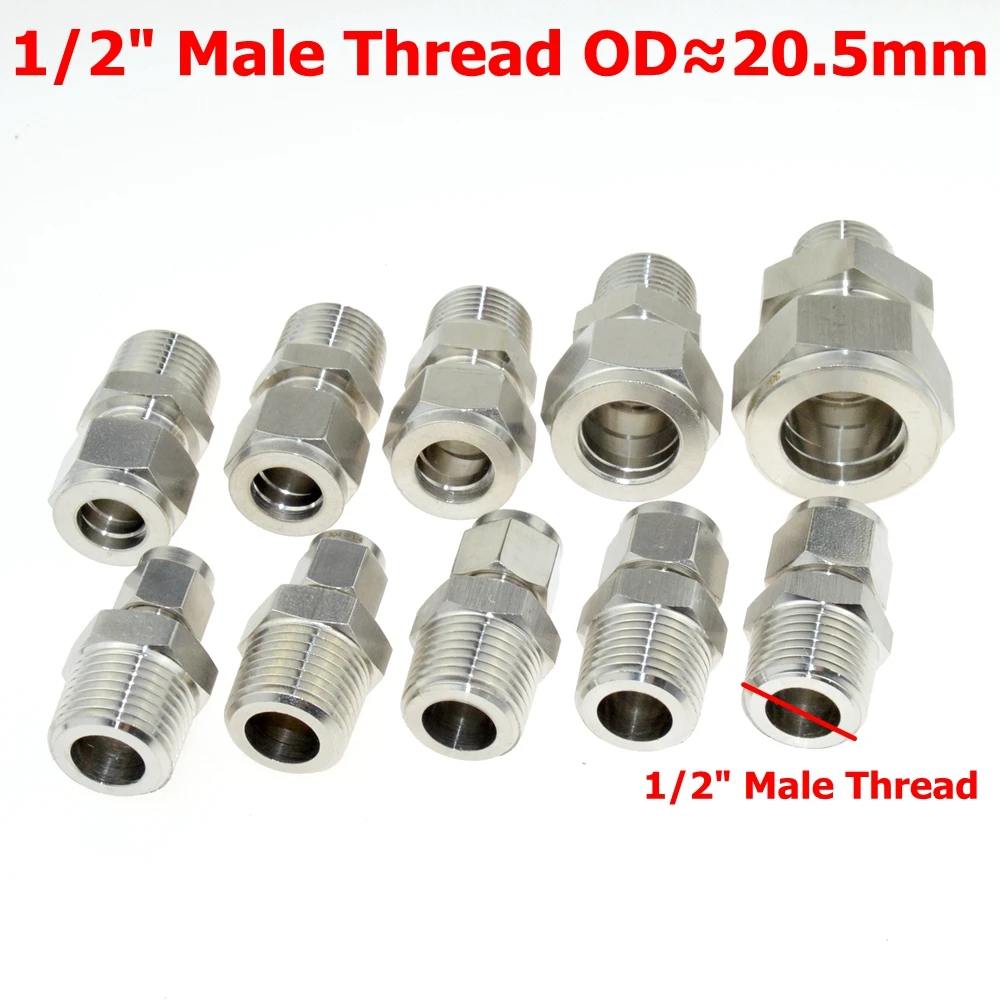 SS 304 doble férula conector de compresión 8mm 10mm 12mm 1/4mm 1/2 tubo de 1/8 de 1/4 \ SS 304 doble férula conector de compresión 8mm 10mm 12mm 1/4mm 1/2 tubo de 1/8 de 1/4 \