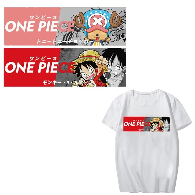 

Anime ONE PIECE Patch Iron on Transfer Letter Patches for Kids Clothing DIY Heat Transfer Vinyl Chopper Luffy Sticker on Clothes