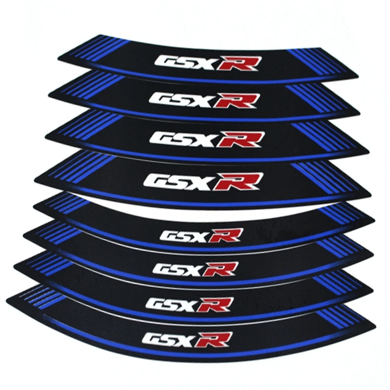 

For SUZUKI GSXR GSX R GSX R1000 / R GSXR750 600 125 Motorcycle 8X Thick Edge Outer Rim Sticker Stripe Wheel Decals
