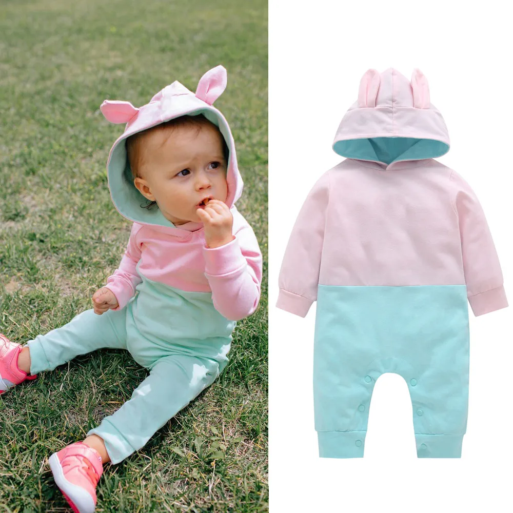 

Newborn Infant Baby Rompers Boys Girls Cartoon 3D Ear Hooded Romper Jumpsuit Clothes 2018 New Winter Children Baby Romper 30