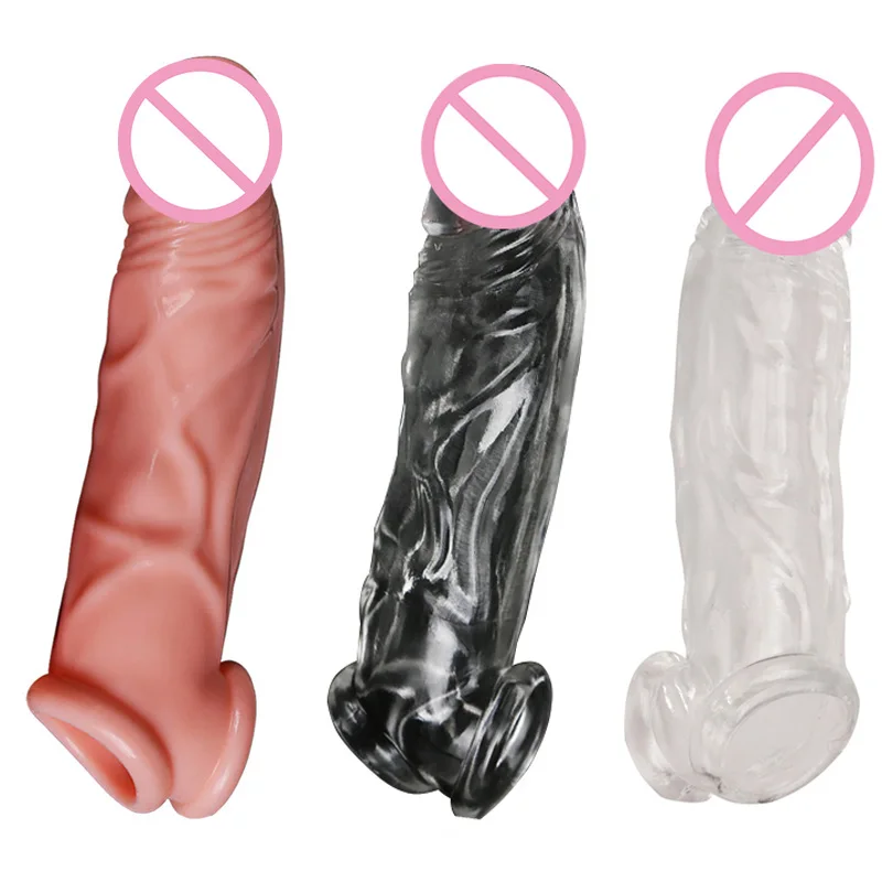 

Penis Sleeve Reusable Condom For Men Penis Extender G-spot Stimulate Dildo Cock Ring Delay Ejaculation Adult Sex Toys For Man