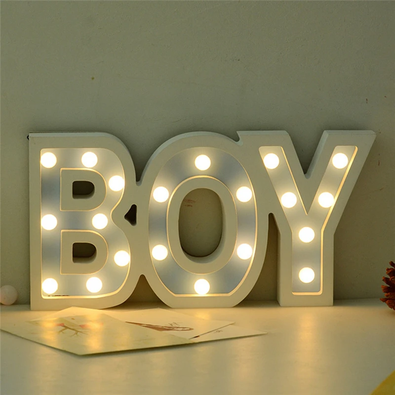

Romantic Indoor 3D Boy Girl Marquee Letter Night Lights LED Battery Nightlight Desk Night Lamp For Baby Kids Bedroom Decoration
