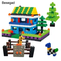 Besegad 500 шт 24-Цвет мини Пластик, конструкторные блоки, Детские кубики оптом комплект для детей обучающие игрушки