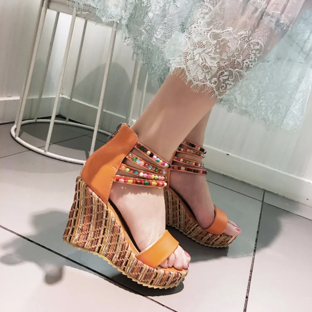 

KEBEIORITY Women Wedge Heel Shoes Platforms Summer Sandals Women 2019 Fashion Woman Ankle Strap Platform Sandal Wedding Shoes