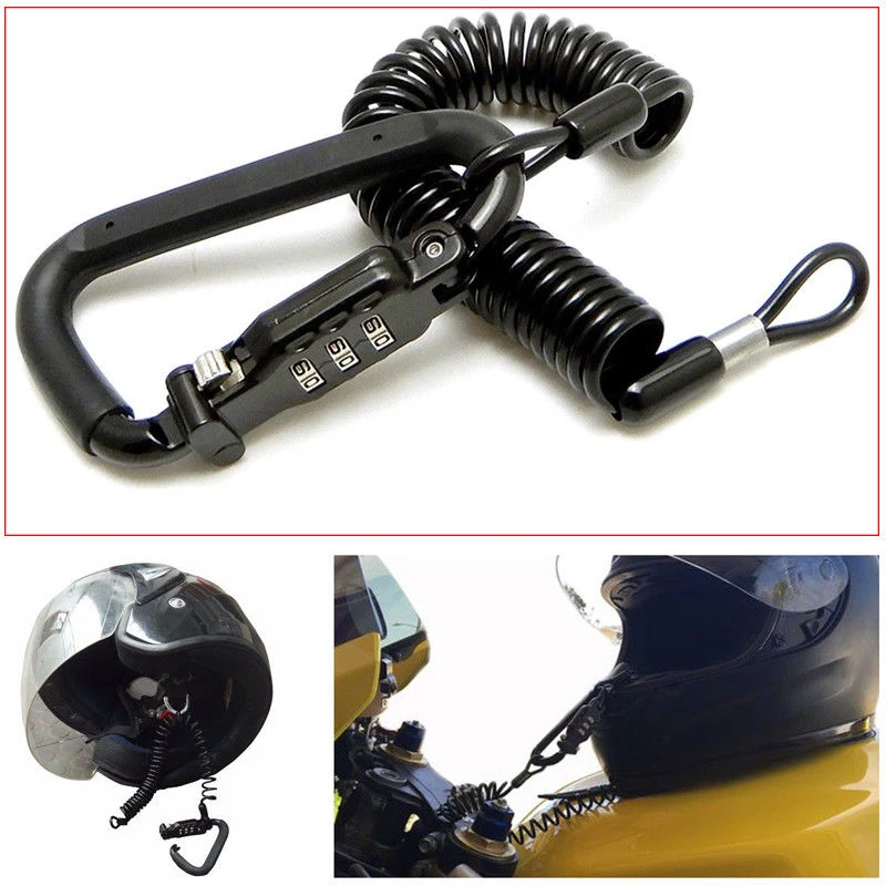 Universal For Motorcycle Helmet Lock Combination Lock with T-Bar Rubber Safe