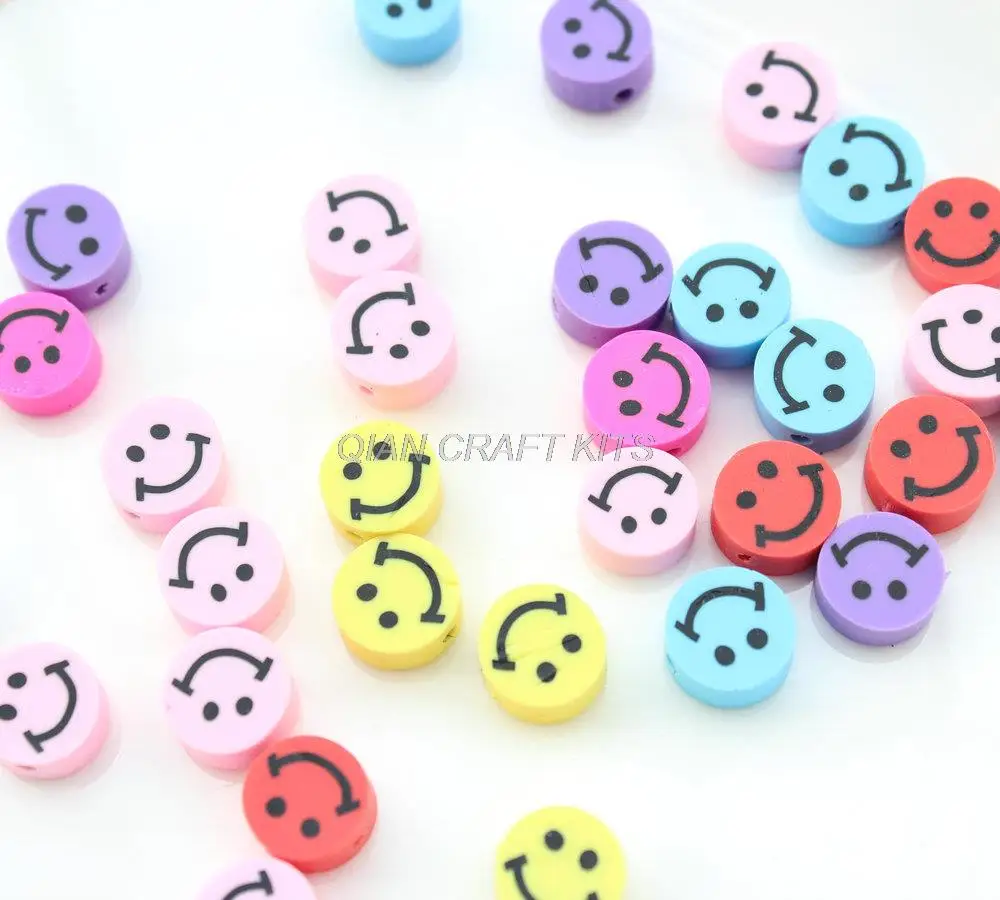 25 Mixed Smiley Emoticons Beads For Jewellery Making