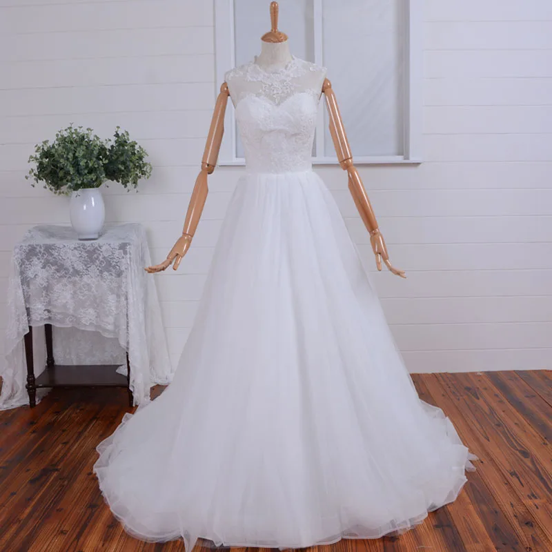 

free shipping casamento cheap lace wedding dress appliques vestido de noiva 2015 new fashionable a-line button bride dresses