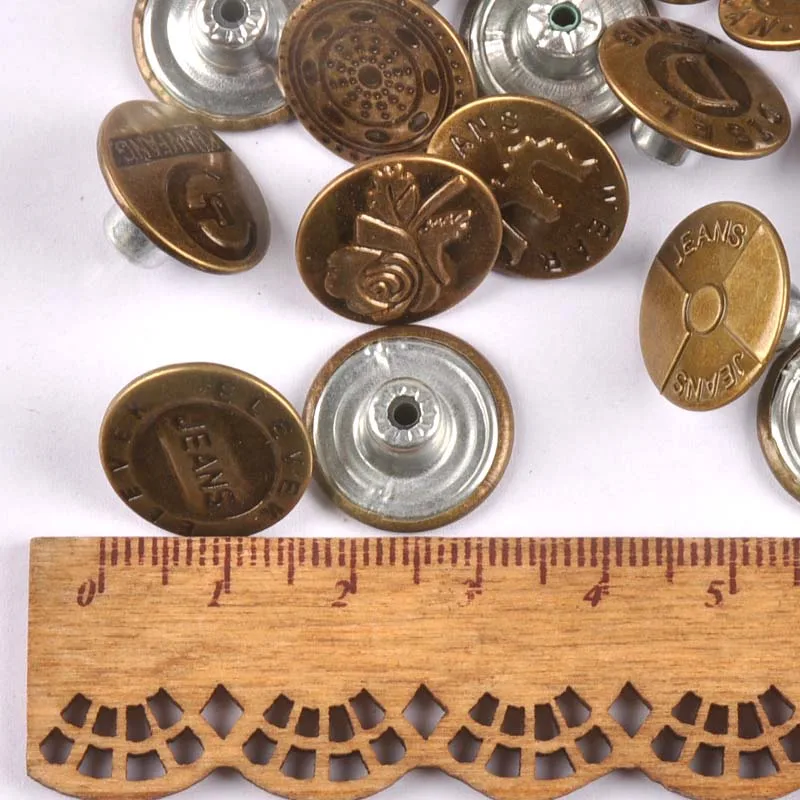 20Pcs/Set 17/20MM random mixed Metal Button High Quality bronze Jean Buttons Clothing sewing Accessories cp2173 images - 6