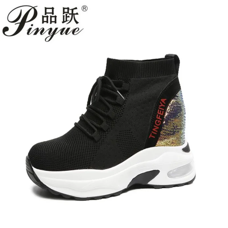 

New 2019 Fashion Spring Women Sneakers Breathable Mesh Platform Wedge Heels Shoes 11CM Casual Shoes Woman Zapatillas Deportivas