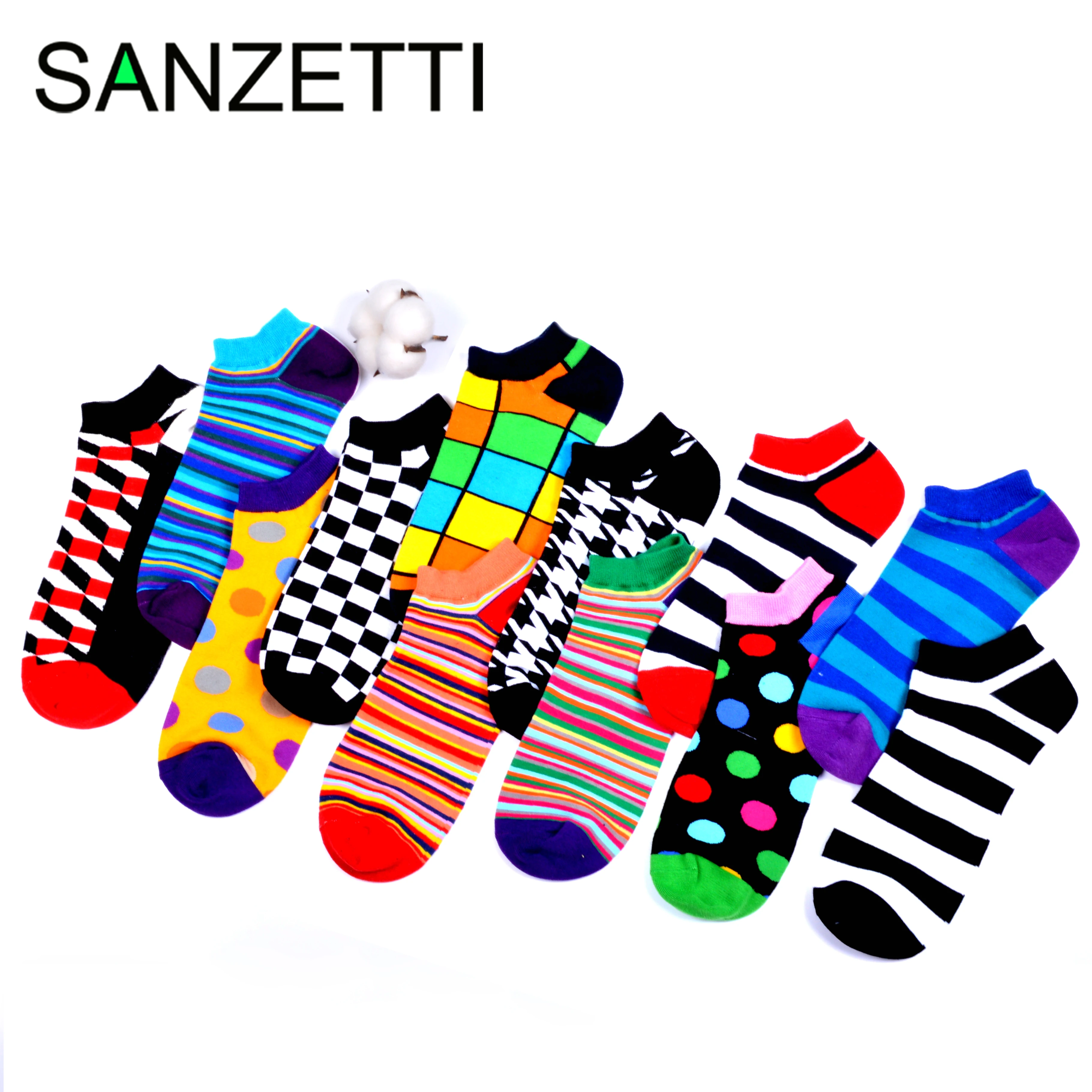 SANZETTI 6 12 пар/лот 2020 мужские летние хлопковые носки повседневные полосатые со