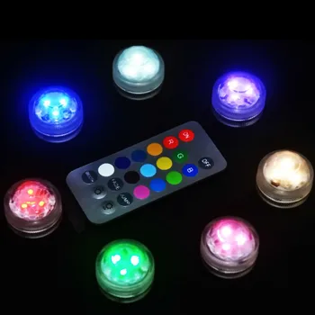 

Submersible Triple LED Light 12pieces/ lot Waterproof LED Under Vase Mini Tea Light with Remote for Shisha Hookah Decoration