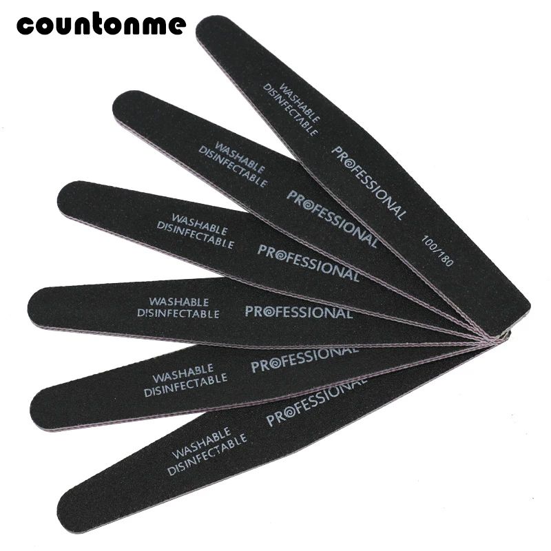 5Pcs Professional Nail File 100/180 Buffer Block Black Diamond Buffing