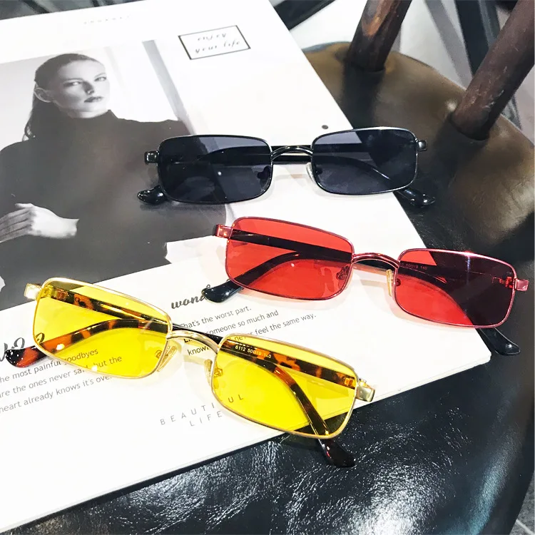 

One-piece sunglasses women red blue rectangular sun glasses for men vintage retro uv400 metal small frame hip hop sunglasses NX