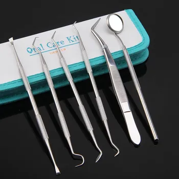

4-9pcs/set Professional Oral Mirror Tweezer Scraper Dental Probe Stainless Steel Teeth Whitening Tooth Clean Oral Care Kits