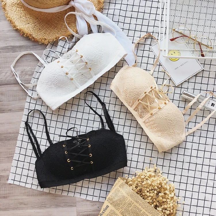 WWENN Lace White Sexy Strapless Tube Top 2018 Fashion Checkboard Cropped Bandeau Tops Underwear Bras tops crop top women