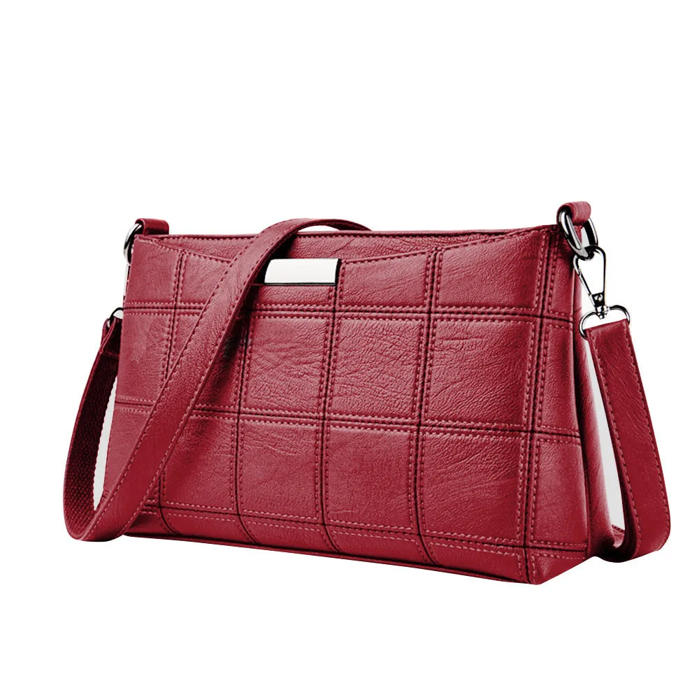Модная Офисная Женская сумка-мессенджер с замком, кожаная клетчатая сумка-мессенджер, маленькая квадратная посылка - Цвет: RD