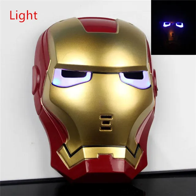 Дизайн Мстители танос фигурка Бесконечность рукавица Железный человек перчатка Таноса светодиодный светильник маска модель игрушки косплей дети мальчики игрушка - Цвет: Ironman mask