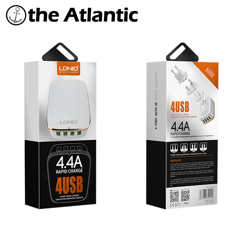 LDNIO A4404 четыре 4 Порты и разъёмы USB разъем 5 В 4.4A Быстрый Зарядное устройство США ЕС