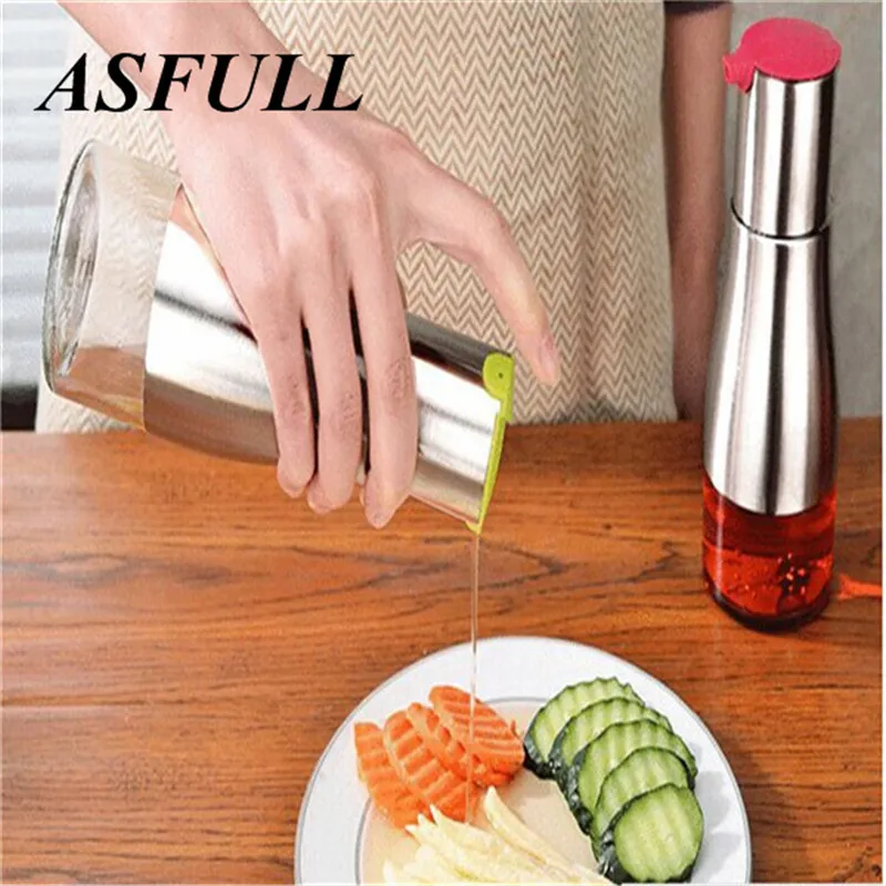 ASFULL 304 нержавеющая сталь и стекло масленка/разлива предотвращения управляемой количественные соевый соус лоток Кухня использовать