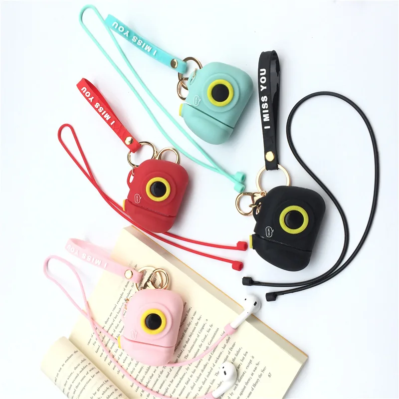 Bluetooth Wireless Shockproof Shell For Earphone Airpod Case Cartoon Silicone Box For Apple Airpods Protective Cover Key Ring (6)