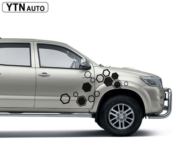 

car modified decals 2 Pcs hexagon pattern abstract geometric rear tail graphic vinyl custom for TOYOTA HILUX VIGO 2011