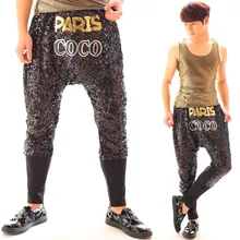 Певец из ночного клуба ди-джей GD Висячие штаны с шаговым швом хип-хоп золотой блестка шаровары шоу сцены брюки