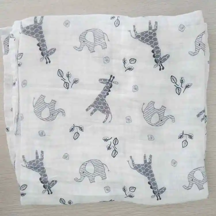 Муслиновое детское одеяло новое весеннее/летнее хлопковое детское Пеленальное Одеяло для новорожденных одеяло для детской коляски постельные принадлежности 120*120 см - Цвет: Giraffe elephant