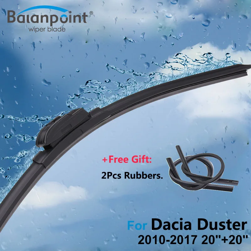 

2Pcs Wiper Blades + 2Pcs Soft Rubbers for Dacia Duster 2010-2017 20"+20", ISO9001 Soft Rubber Windshield