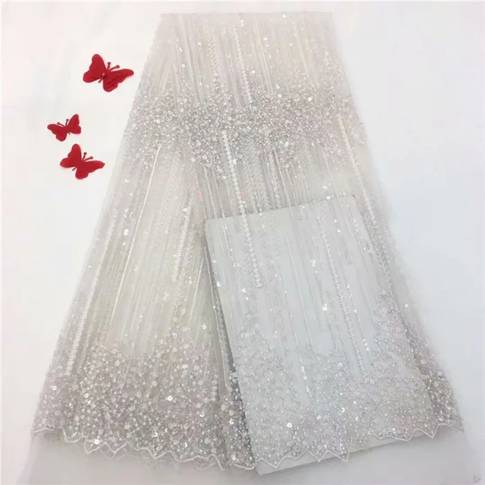 hot sales sequin French Lace Fabric High Quality African Tulle Embroidered flower transparent net For Wedding ffd128 | Дом и сад