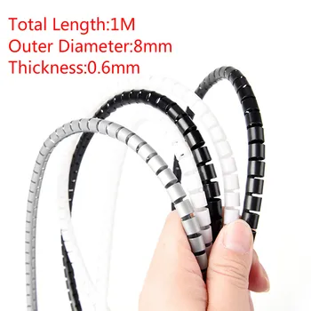 

8mm 1M Line Organizer Pipe Protection Spiral Wrap Winding Cable Wire Protector Cover Tube Thickness: 0.6mm