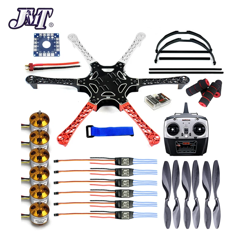 

JMT F550 Drone FlameWheel Kit With QQ ESC Motor Carbon Fiber Propellers + RadioLink 8CH TX RX+Tall Landing Skid PTZ FPV