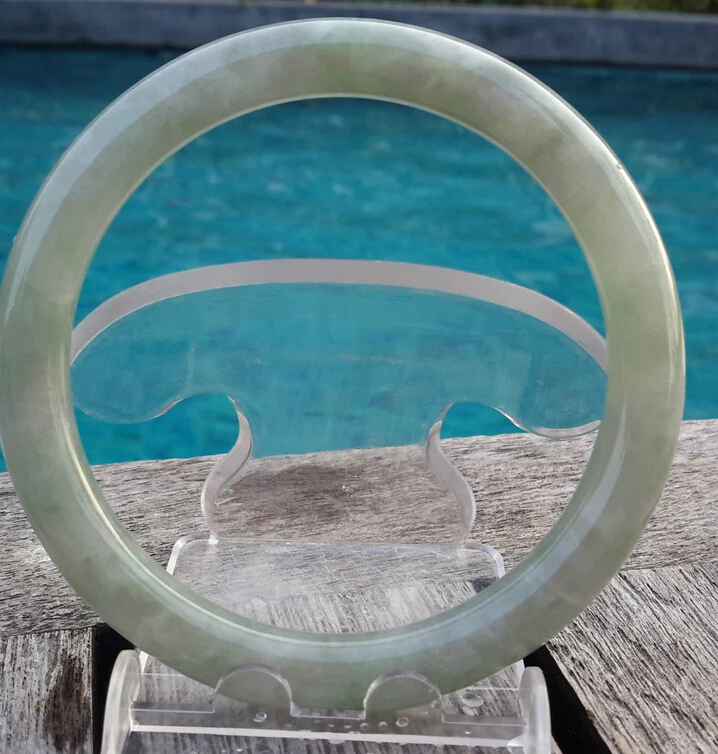 

1235 Certified Natural Translucent Light Green Jadeite Type A Jade Bangle