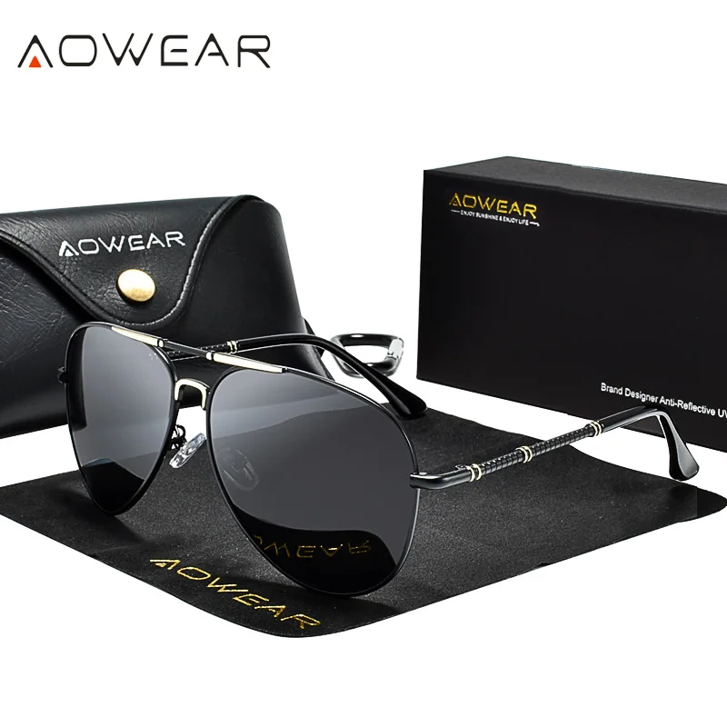 Солнцезащитные очки авиаторы AOWEAR для мужчин и женщин поляризационные стильные