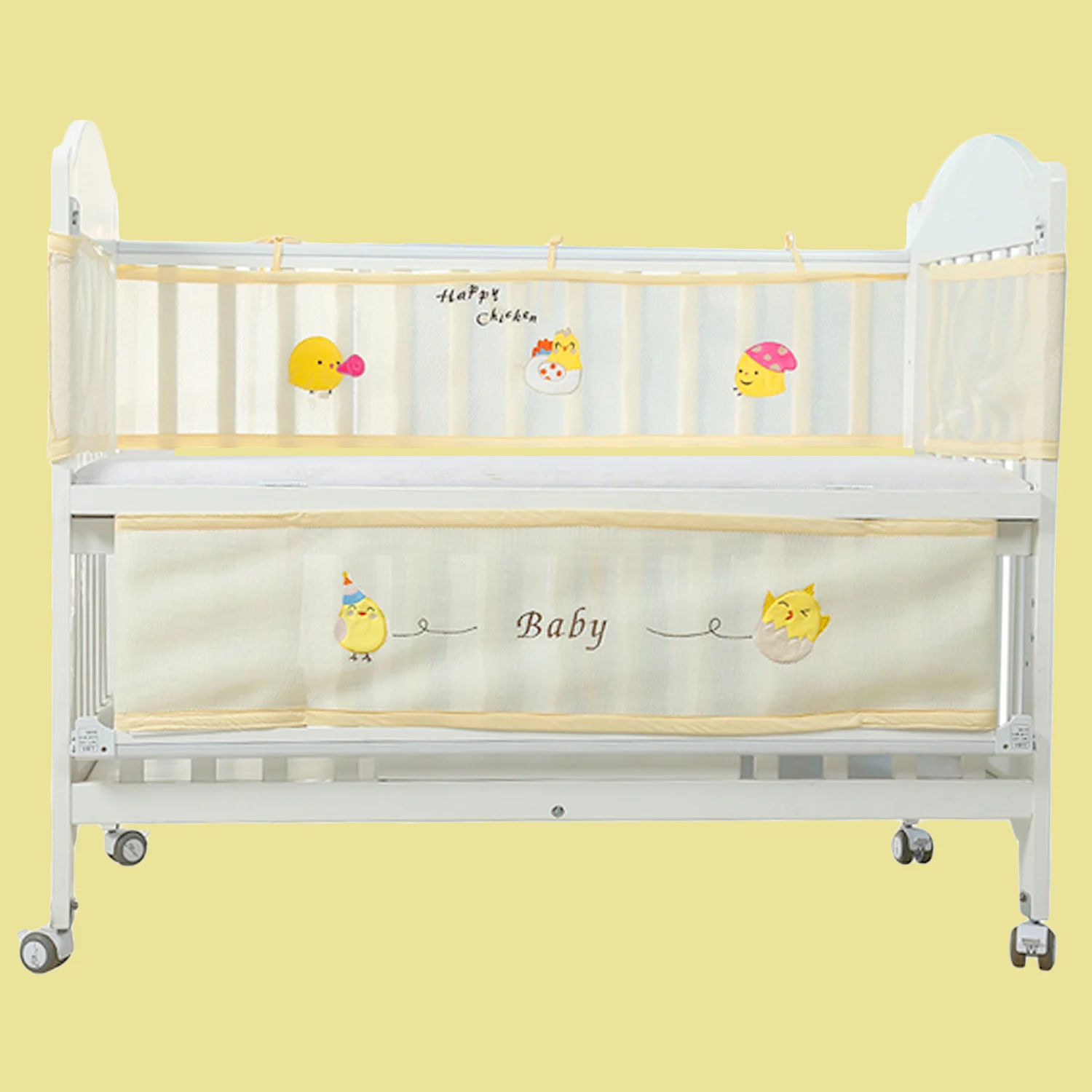 2 шт. желтое детское постельное белье-бампер летняя дышащая моющаяся полиэфирная детская кроватка бампер вкладыш объемные Прокладки