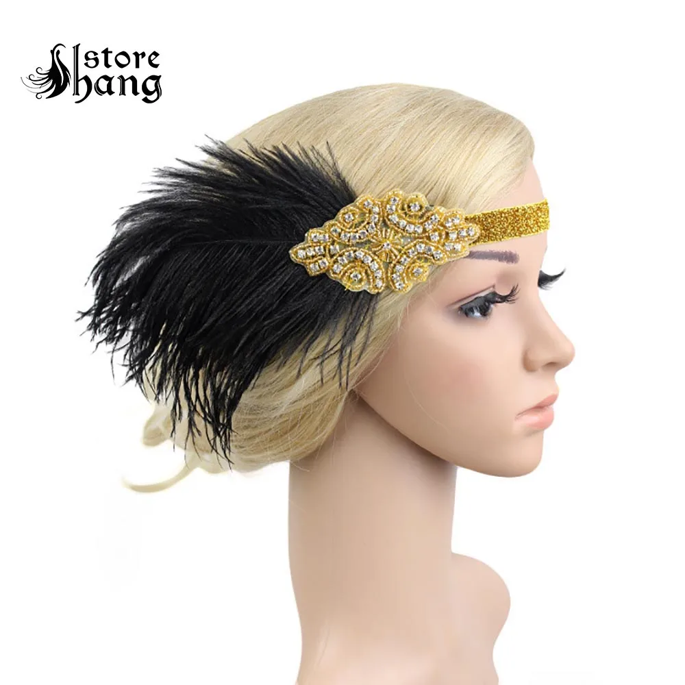 1920s Feather Headband Flapper Girl Costume Great Gatsby Flapper