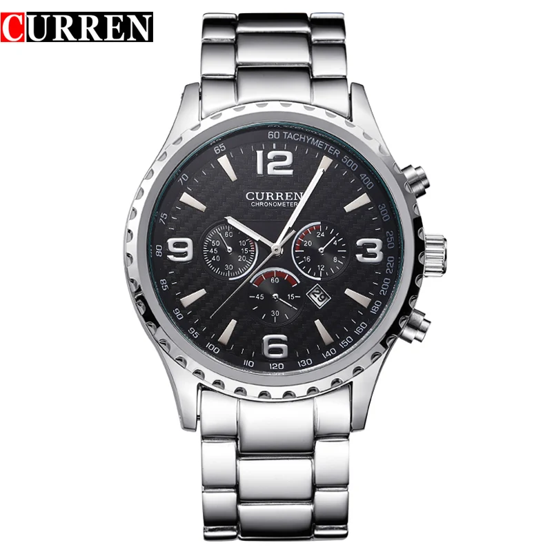 

CURREN New Fashion Black Stainless Full Steel Strap Relogio Male Clock Men Wristwatch Quartz Sport Watch Waterproof Montre Homme