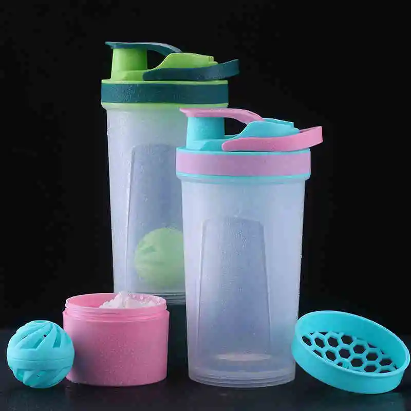 Protein Shaker Bottle Women Sport Water Bottle Gym Fitness Hiking Drink Outdoor
