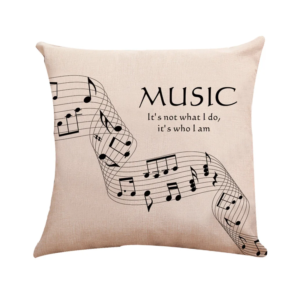 Pillow Cases Musical Notes Decorative Cushion Cover Bedding
