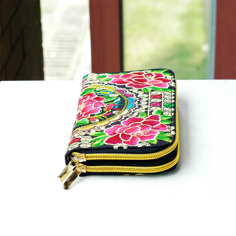 2019 new colorful butterfly national wind embroidery wallet handbag long wallet phone bag double layer wallet ladies clutch bag