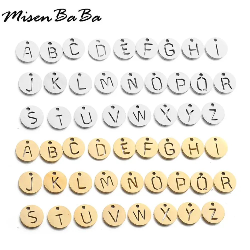 

20PCS/lot Gold Color Alphabet Initial Disc Charms Hollow A-Z Letter Round Tag Stamp Initial Charm For Jewelry Making