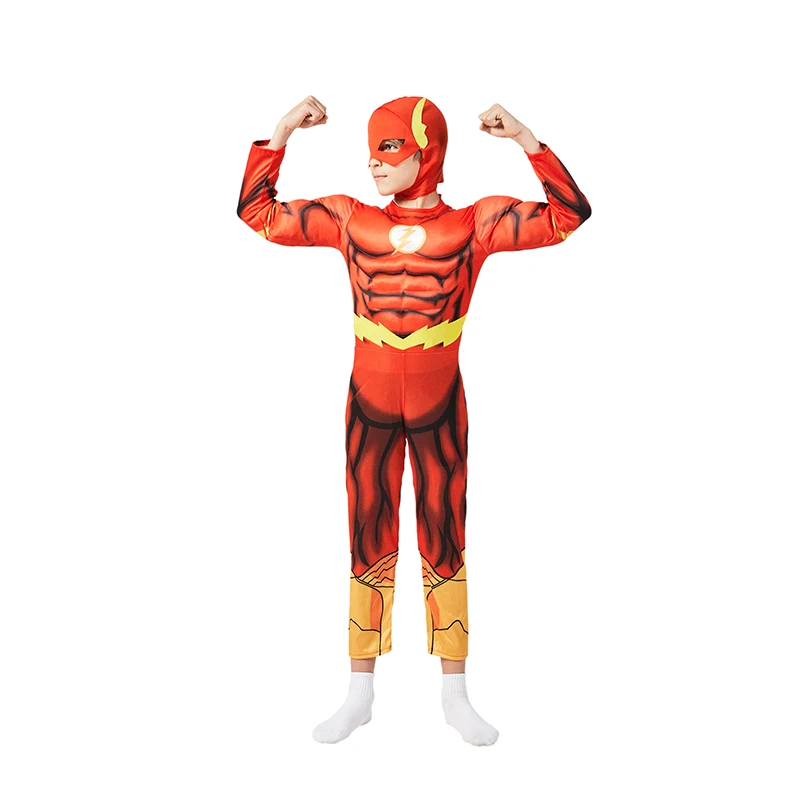 Koop Super Cool 3D Afdrukken Jongens De Flash Spier Fancy Dress Kind Kinderen Superheld Halloween Carnaval Party Cosplay Kostuums