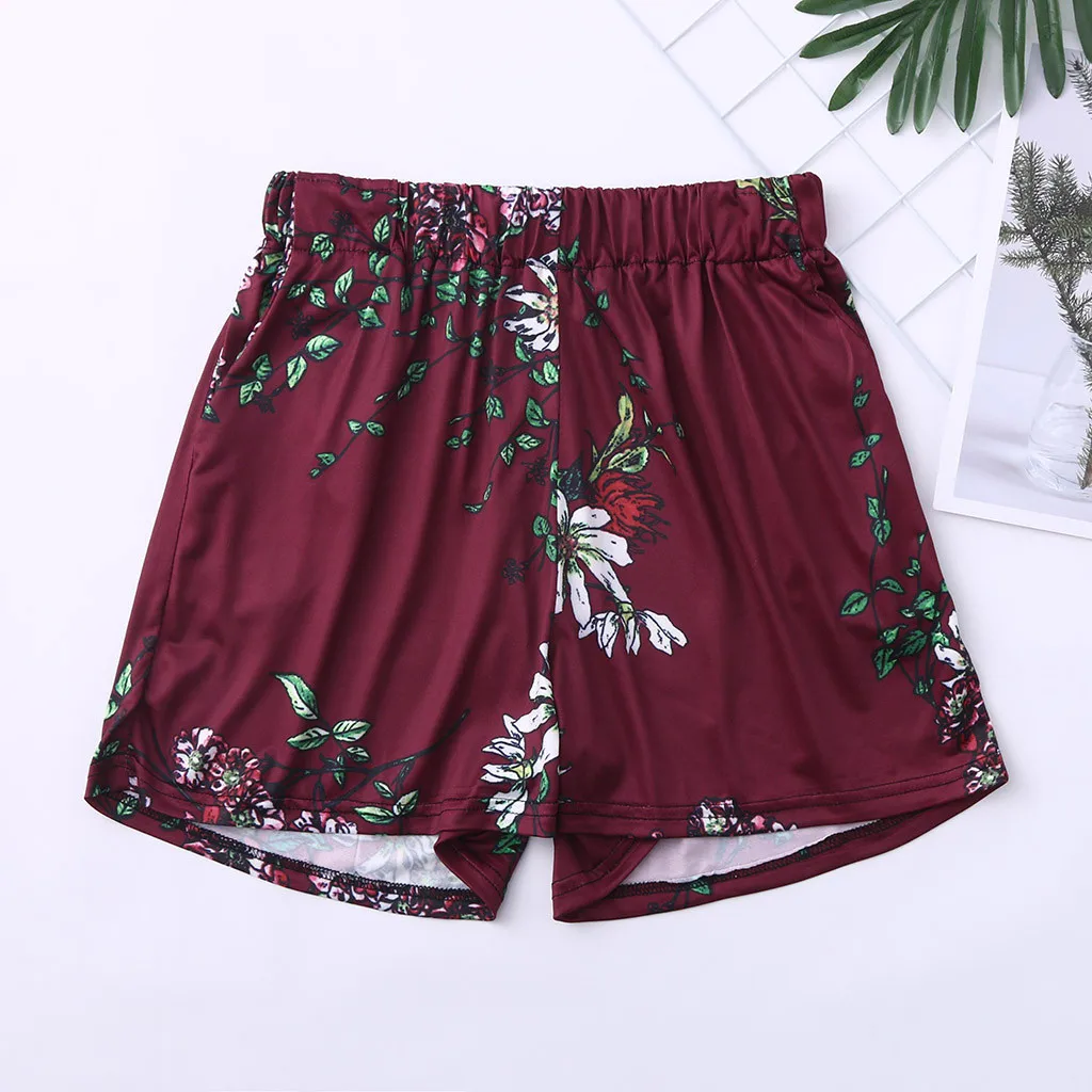 

Women Shorts Summer Shorts Loose Sport Short Pants Flower Red 4 Sizes pantalones cortos de mujer short femme szorty damskie