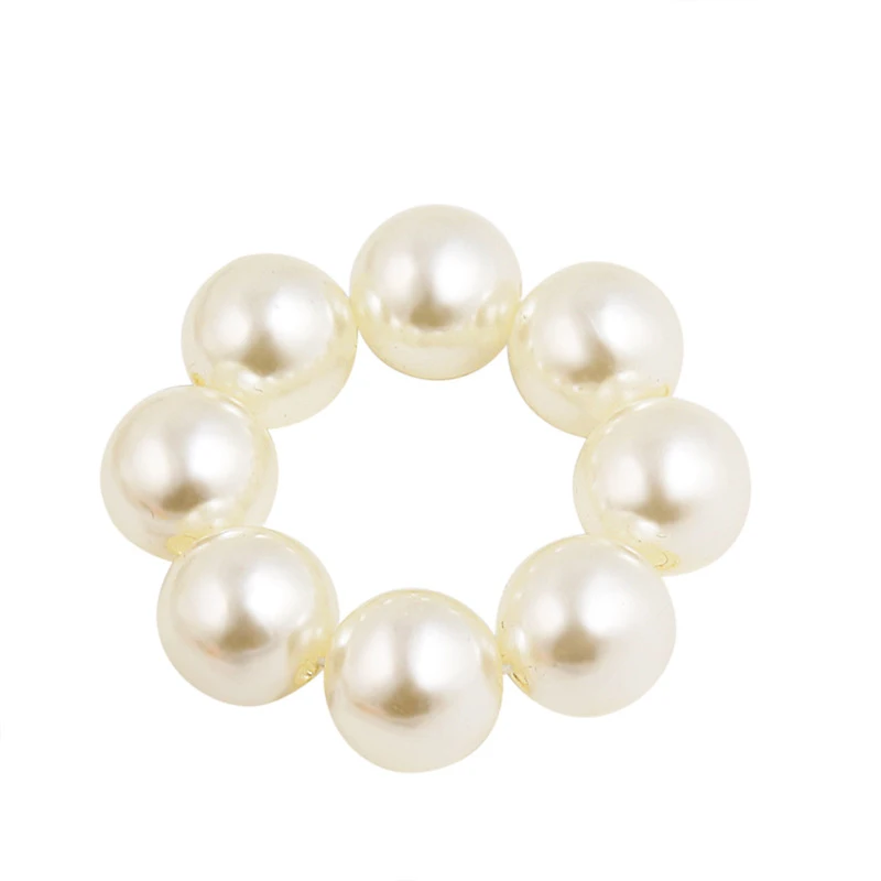 Popular 1PC Elastic Big Imitation Pearl 4Colors Adjustable Pearl Beads Valentines Gift Handmade Hair Rope