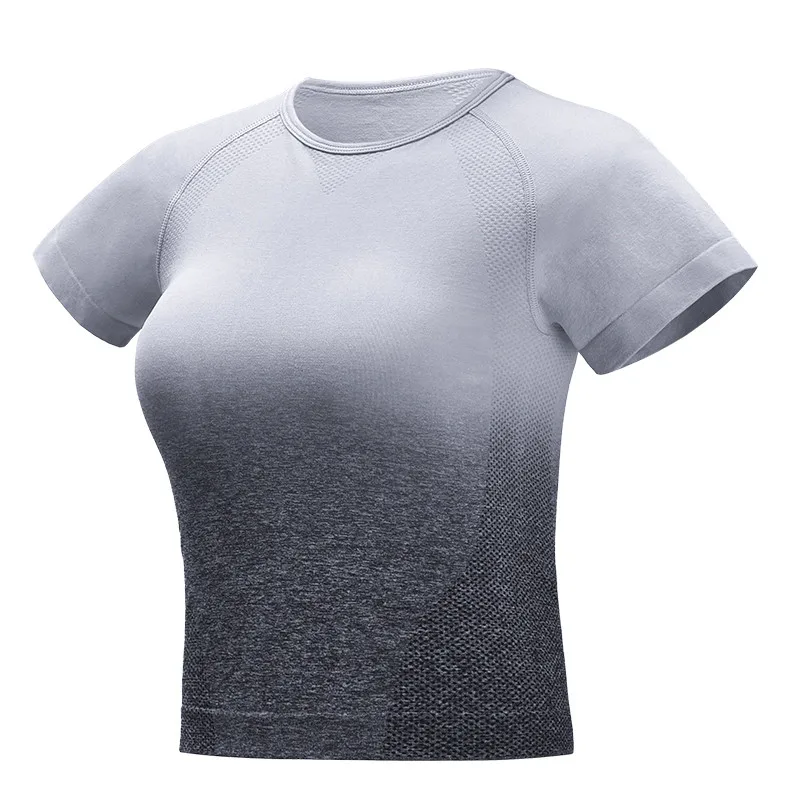 Женская Спортивная футболка, бесшовный короткий рукав, для бега, спортивный короткий топ, спортивная одежда, четыре способа растягивания, для фитнеса, спортзала, тренировки, топы, Прямая поставка
