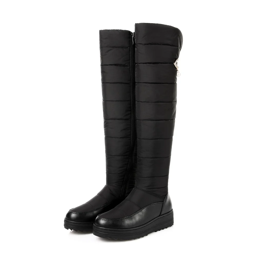 ASUMER new high quality down warm snow boots women platform thigh high boots ladies zipper winter shoes over the knee
