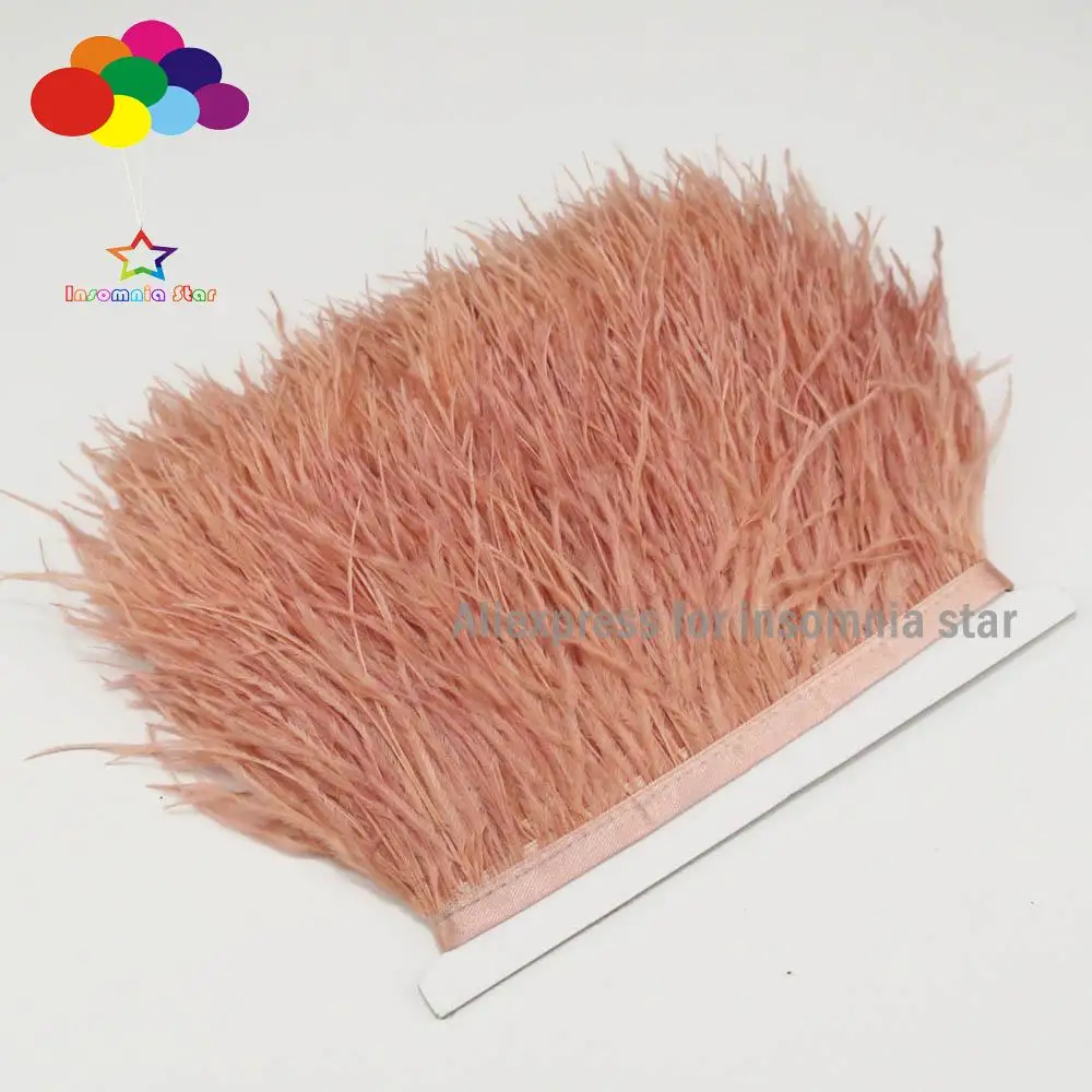 White Ostrich Feather Trimming Fringe with Satin Ribbon Tape 8-10 Cm