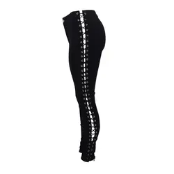 Для женщин пикантные узкие со шнуровкой сбоку джинсы брюки женские Бинт Эластичный узкие брюки карандаш тонкий мыть длинные джинсы AA11520