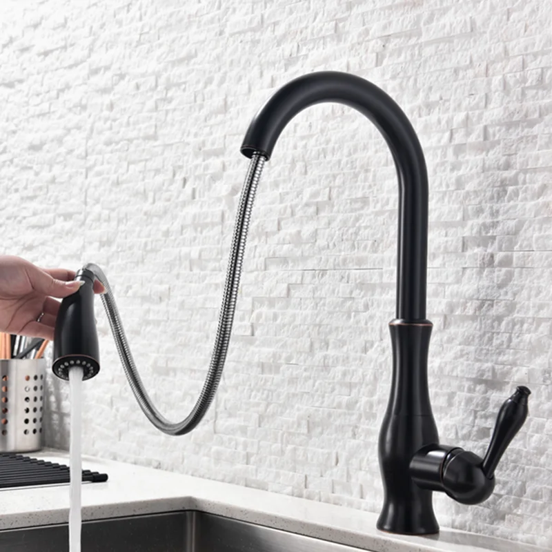  Black Kitchen Tap Cozinha Hot and Cold Kitchen Sink Faucet 360 Degree Swivle Spout Single Handle Ki - 32931595191