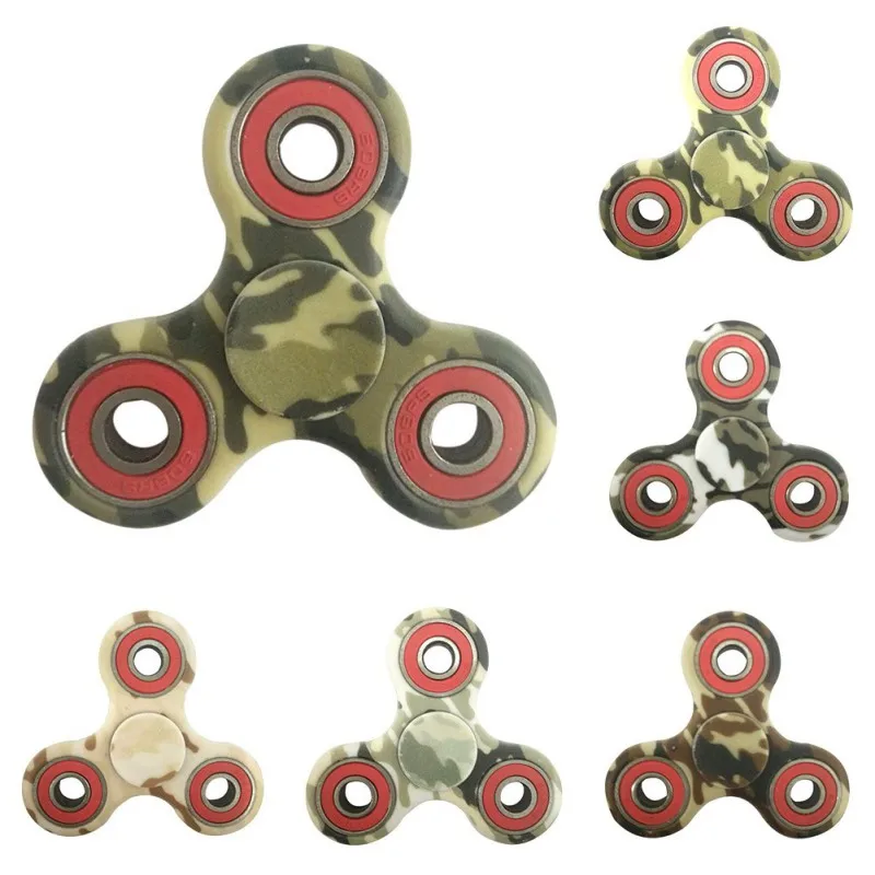 

2017 Creative Army Green Camouflage Three Corner EDC Finger Spiner ABS Bearing For Autism ADHD Anxiety Stress Children Adult Toy
